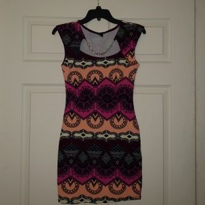 Bodycon multi-colored mini dress